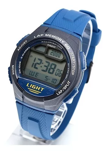 Casio Reloj Hombre Digital Azul Sumergible 10 ATM Luz WS-734-2A