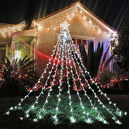 Luminaria Solar Tipo Estrella De 350 Led+8 Modos De Decoraci