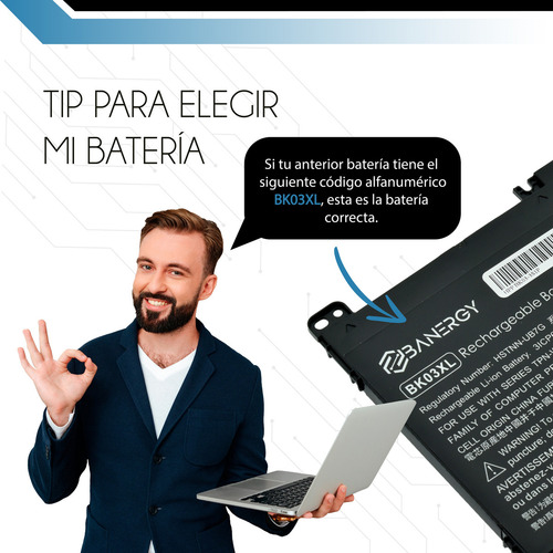 Bateria Notebook BK03XL Para Hp 14-ba001la 14-ba006la 14-ba008la 14-ba009la