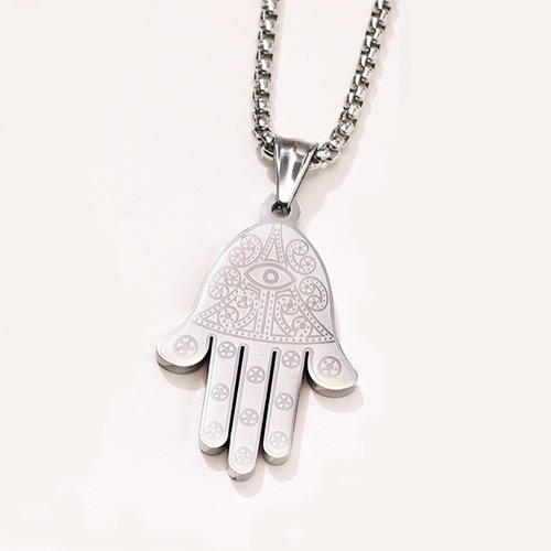 Colar Masculino Com Pingente Mão De Hamsa