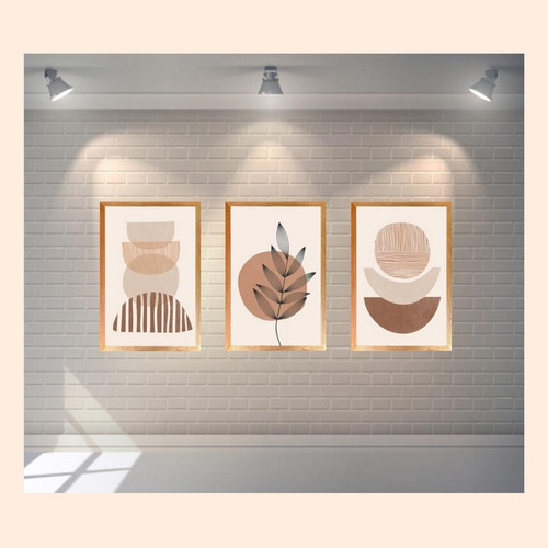 Imagen 3 de 4 de Cuadros Decorativos Set De 3 Boho Terracota