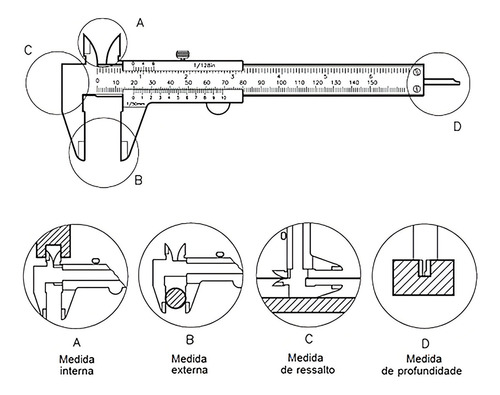 Paquímetro Manual Universal Analógico Plástico 150mm 15cm