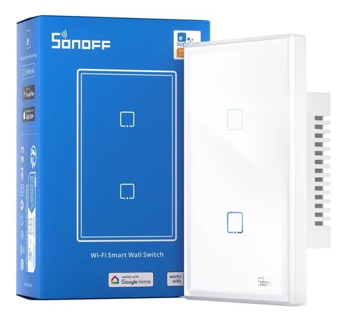 comprar Interruptor De Pared Inteligente Wi-fi De 2 Canales (t2us2c) 2 A 240v Blanco