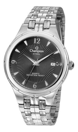 Relógio Champion Aço Prateado Ca21384t Preto