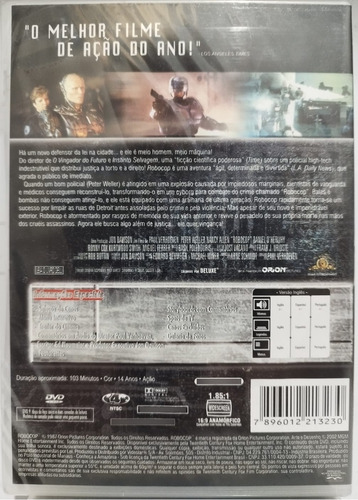 Dvd Robocop - O Policial Do Futuro Edição Especial Lacrado