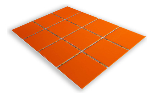 Azulejo 10x10 Naranja Brillante En Malla Revestimiento Naranja