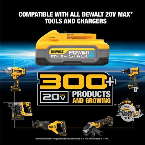 Dewalt Powerstack - Batería Recargable De 20 V Max, 5 Ah, Iones De Litio, Paquete De 2 (dcbp520-2)