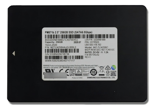 Memoria SSD Samsung de 256 GB, 2,5 Mz-7LN256c