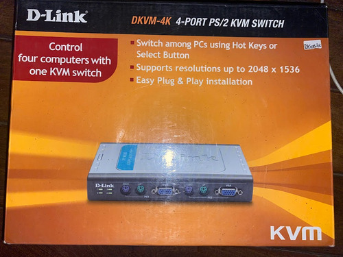 Switch De 4 Puertos Para Teclado, Video Y Ratón D-link (Usado)