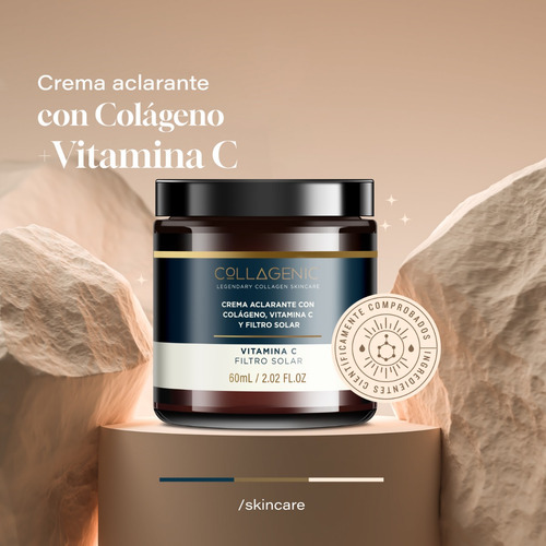 Imagen 2 de 7 de Crema Aclarante Facial 60ml Vitamina C Colageno Filtro Solar