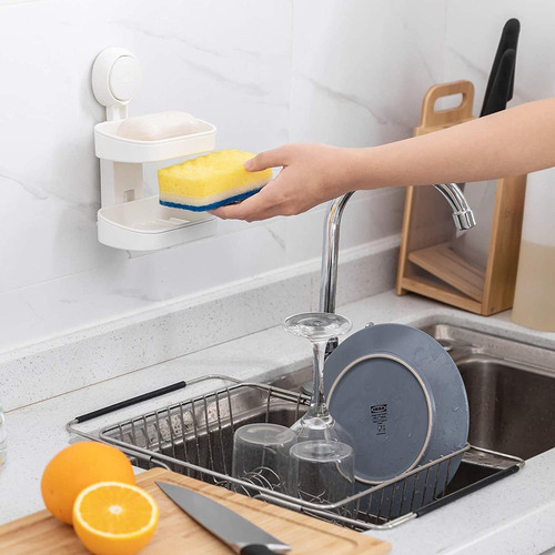 Jabonera Extraíble Con Ventosa De Doble Capa Para Ducha Baño