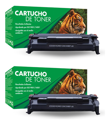 Pack 2 Toner Ce505x / Cf280x / 120 Compatible P2055d / D1100 Negro