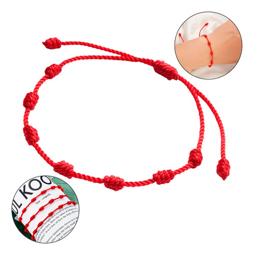 Pulseira Vermelha Cabala Kabbalah 7 Nós Proteção Do Mal Cor Vermelho