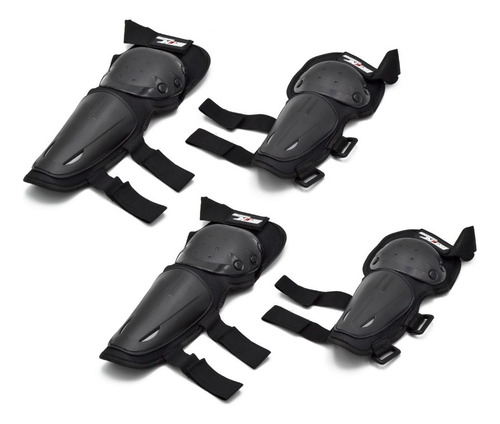 Kit Rodilleras Y Coderas Protección Motociclista 4 Piezas Color Negro Talla Única