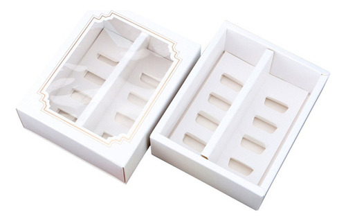 10pcs Macarons Caja De Papel Con Ventana Transparente Postre