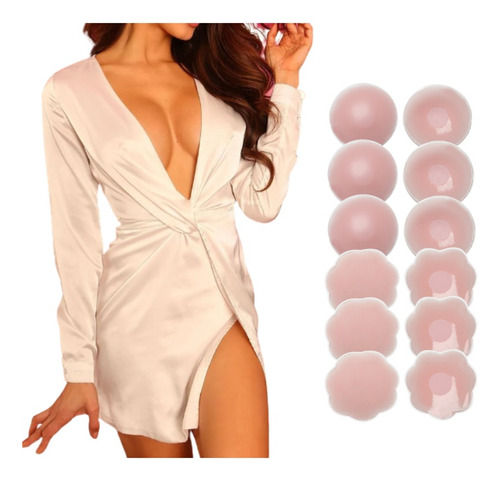 Pezoneras Bra Levanta Push Up Cubre Pezon De Silicon 12pzs