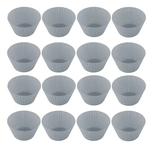 12 X Formas Silicone Cupcake Muffin Pão De Queijo Mini Bolo Cor Cinza