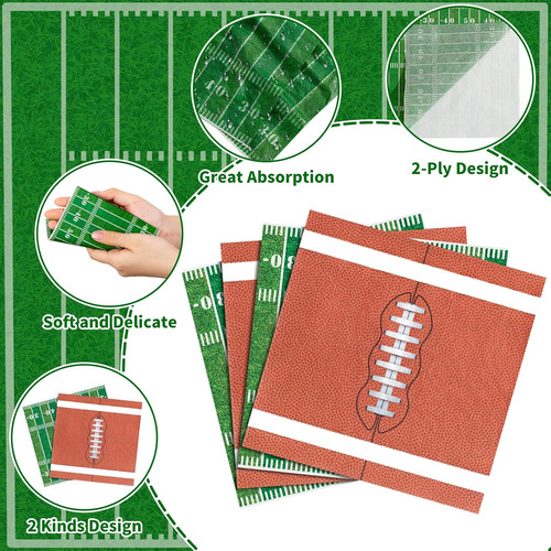 Napkins De Fútbol Desechables, 100 Unidades, 2 Estilos.