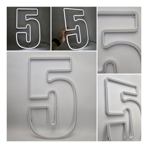 Pack X5 Numeros A Eleccion - Blanco Frío - 40cm Alto - Deco Base Blanca