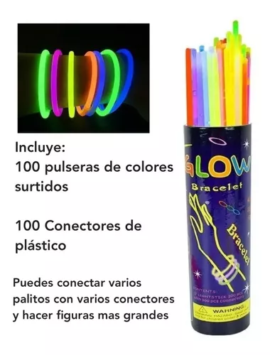 Pulseras Luminosas Neon Quimica Cotillon Pack X 100 Unidades