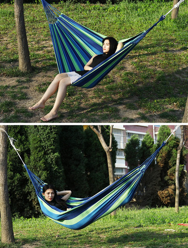 Hamaca Algodón Para Jardín Camping Cómoda De Tela Portátil