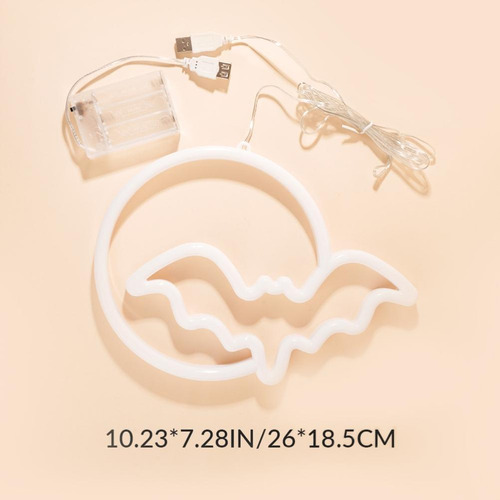 Luces Led Usb Con Forma De Luna Y Murciélago De Neón Para Ha