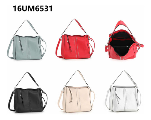 Cartera La Chapelle Con Tachas En Flotter Correas Extraibles Negro Lisa Níquel Negro