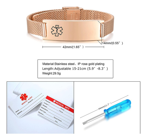 Pulsera Alerta Médica Vnox, Para Marcapasos: Diseño Unisex