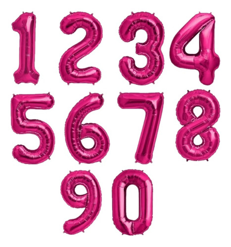 Globos Forma De Números Metalizados Fucsia 14 35 Cm Aprox