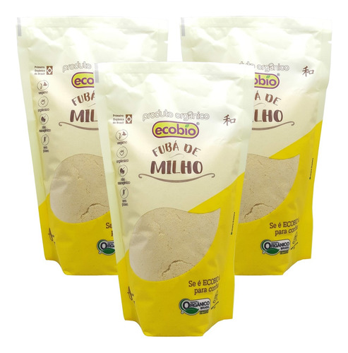 3 X Fubá De Milho Orgânico Não Transgênico 400g - Ecobio