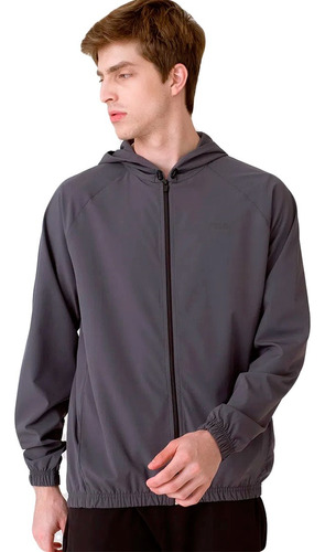 Fila Campera Rompeviento Masculino Basic Run Gris Oscuro