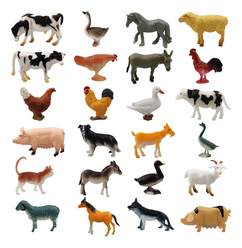 Juego De 24 Figuras De Animales De Granja, Figuras Realistas