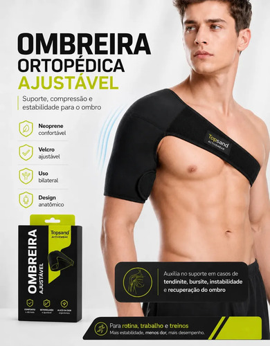 Ombreira Ortopédica Neoprene Suporte Ombro Ajustável Estabilizador Dor Tendinite Bursite Lesão Fisioterapia Reabilitação Esportes Musculação Academia Treino Direito Esquerdo — TOPSAND Activ