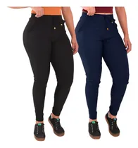 Comprar Kit 2 Calça Feminina Jogger Cintura Alta Skiny Elastano