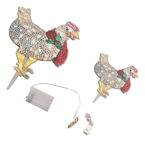 Adornos Navideños De Pollo, 2 Piezas, Bufanda Iluminada, Acr