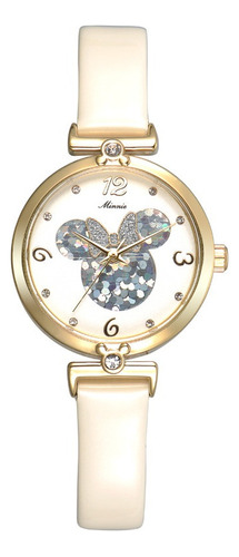 Reloj De Lujo De Cuero Disney Con Diamantes Para Mujeres