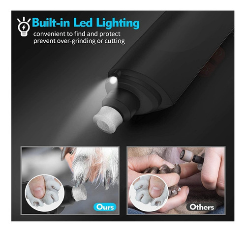 Kit De Corta Uñas Para Mascotas Recargable Con Luz Led