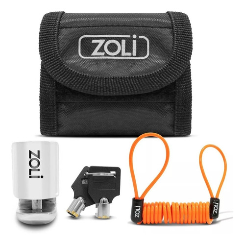 Imagem 2 de 5 de Trava De Disco Zoli Cabo Lembrete + 2 Chave K2 + Bolsa 5.5mm
