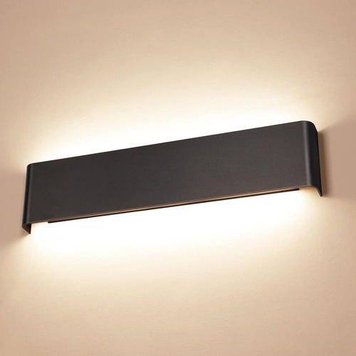 Lámpara De Pared Led 16w Luz Cálida Moderna 3000k Negro Negro