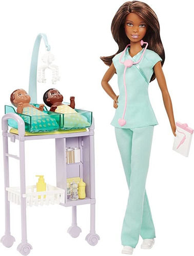 Barbie Careers Baby Doctor Doll Playset, Morena