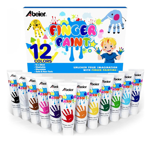 Abeier Pintura De Dedos Lavable Para Niños Pequeños, Segura 