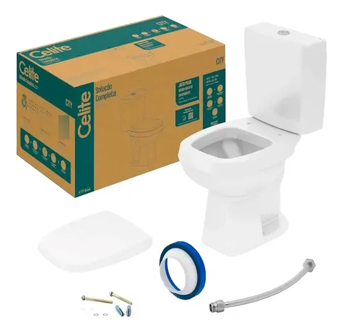 Celite Kit vaso sanitário + caixa acoplada + acessórios de fixação
