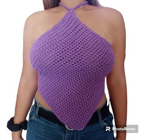 Top Kylie Tejido A Crochet En Forma De Rombo