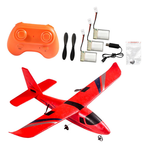 Avión De Control Remoto Rc Planeador 3 Baterías Rojas