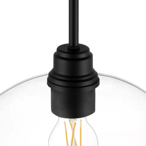 Lampara De Techo Colgante Moderna De 1 Luz 12'' De Vidrio Estructura Negro