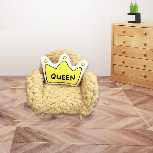 Sofá De Madera Para Casa De Muñecas A Escala Amarillo
