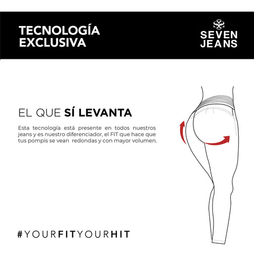 Pantalon Mujer Mezclilla Cintura Alta Push Up Seven Jeans