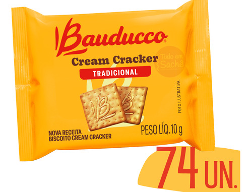 Biscoito Cream Cracker Bauducco Sachê Pacote C/74 Sachês