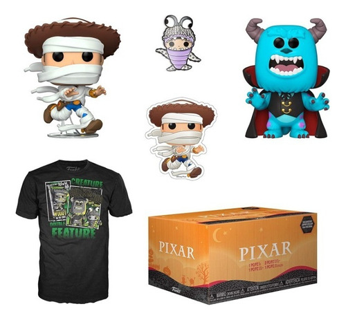Caja Funko Pop! Pixar Halloween Woody Sulley Playera Pin Box