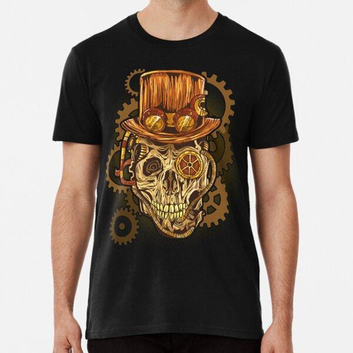 Remera Retro Steampunk Skull Vintage Gears Goth Algodon Prem